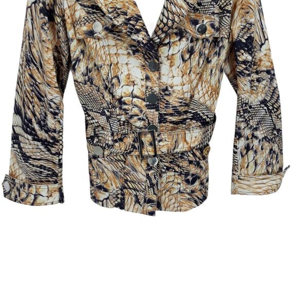 Vtg Cache Unique Statement Jacket Dragon Eagle Military Moto Belted Golden Sz L - Picture 4 of 16